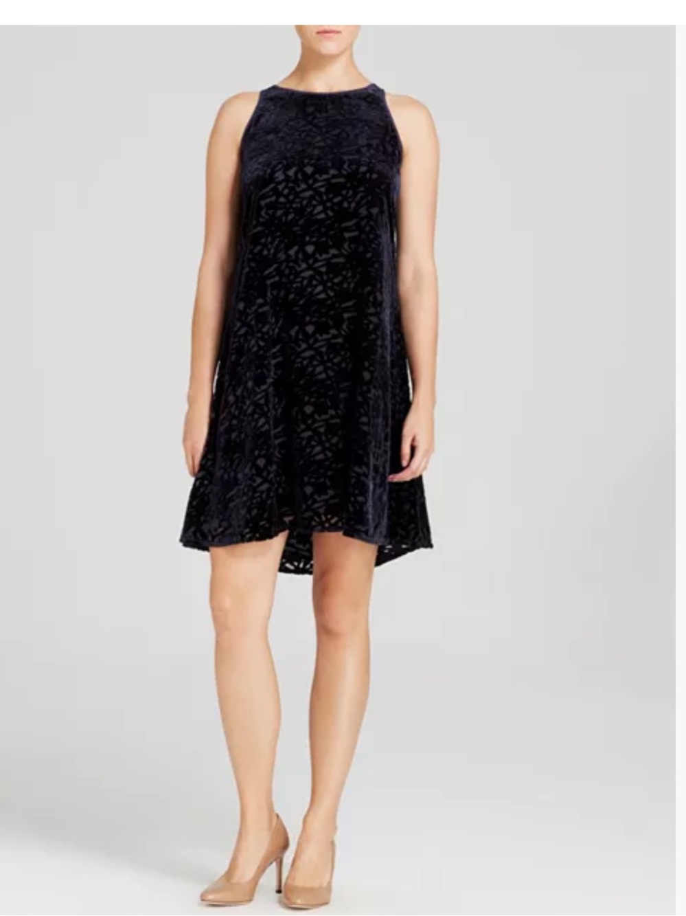 Eileen Fisher Velvet Vines Burnout Sleeveless Trapeze Dress